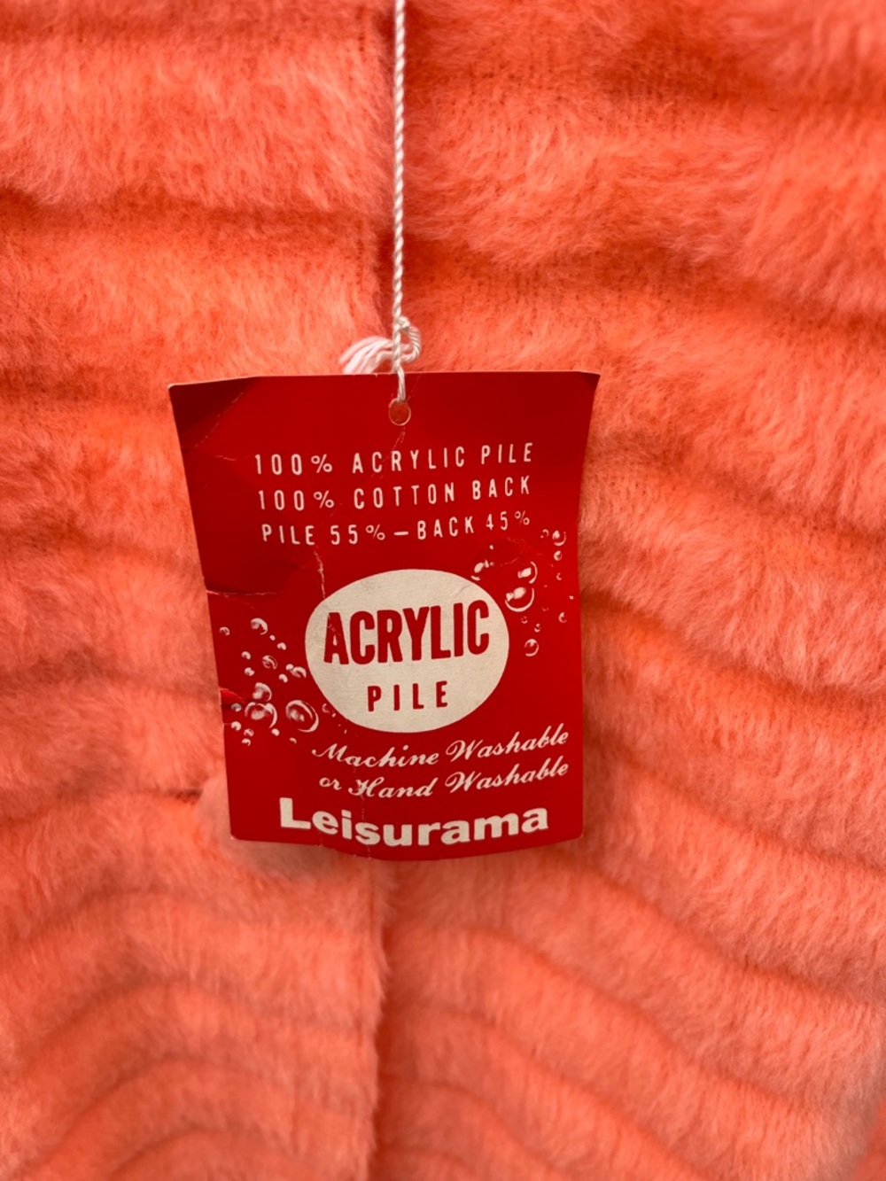 Vintage Bright Coral Orange Fuzzy Button-Front Robe - Picture 3 of 6